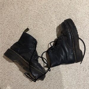 Black Leather Lace-Up Boots